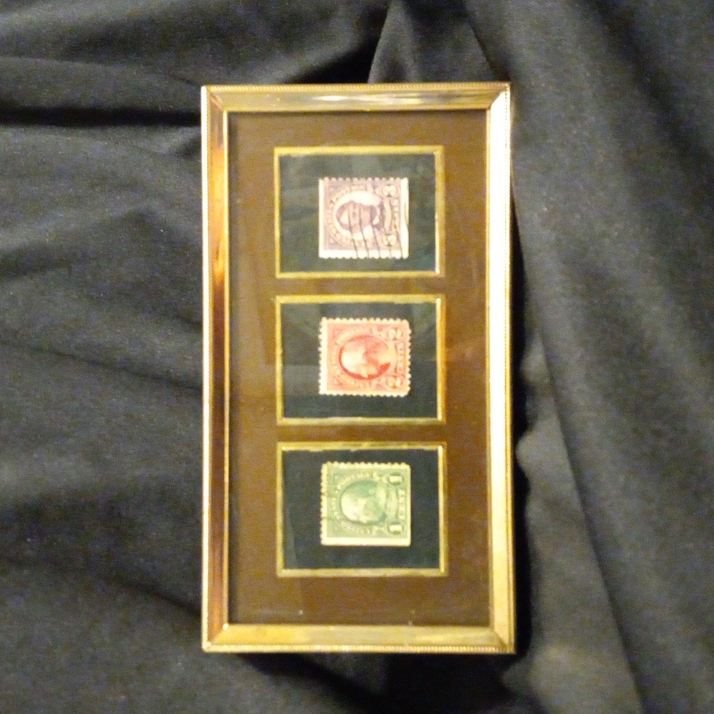 Vintage framed presidential stamps